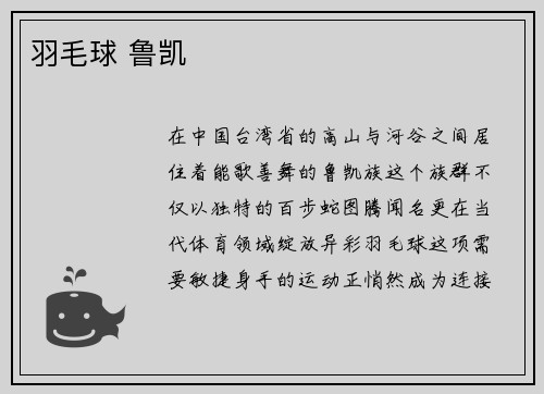 羽毛球 鲁凯